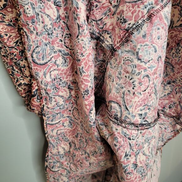 Peruvian Connection Red Floral Maxi Dress Women's Size 10 Cotton Warm Tones Fall - Picture 6 of 9